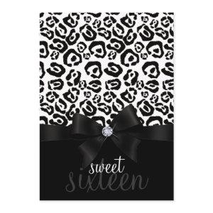Elegant Leopard Bow & Diamond Sweet Sixteen 16