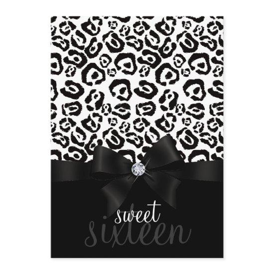 Elegant Leopard Bow & Diamond Sweet Sixteen 16