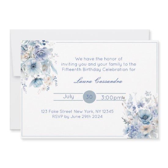 Elegant Light Blue Floral