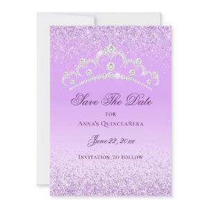 Elegant Light Purple 15th Birthday Quinceanera Save The Date