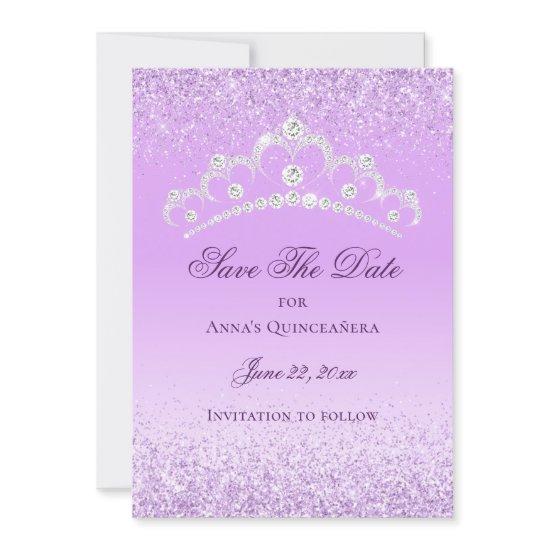 Elegant Light Purple 15th Birthday Quinceanera Save The Date
