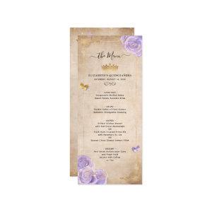 Elegant Light Purple and Gold Roses Menu Program