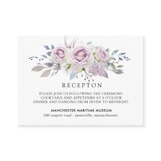 Elegant Light Purple Floral Quinceanera Reception Enclosure Card