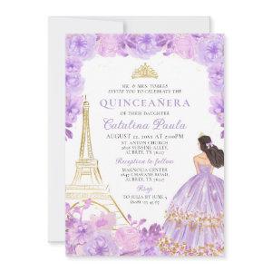 Elegant Light Purple Gold Tiara Paris Quinceañera