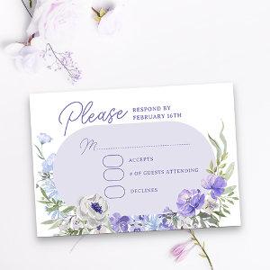 Elegant Light Purple Oval Floral Frame RSVP Card