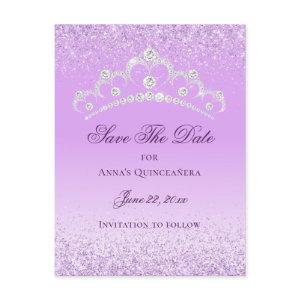 Elegant Light Purple Quinceanera Save The Date Postcard