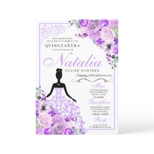 Elegant Lilac Purple Floral Quinceanera Birthday