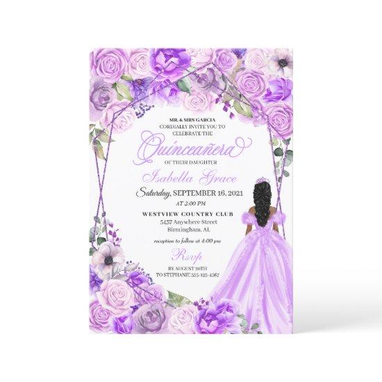 Elegant Lilac Purple Floral Quinceanera
