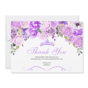 Elegant Lilac Purple Floral Quinceanera Thank You