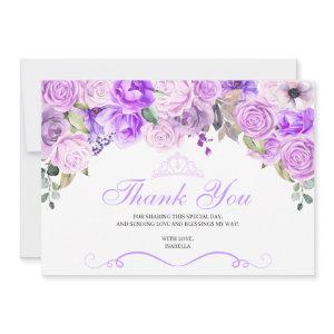 Elegant Lilac Purple Floral Quinceanera Thank You