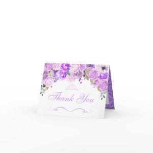 Elegant Lilac Purple Floral Quinceanera Thank You