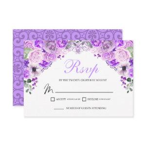 Elegant Lilac Purple Floral RSVP Enclosure Card