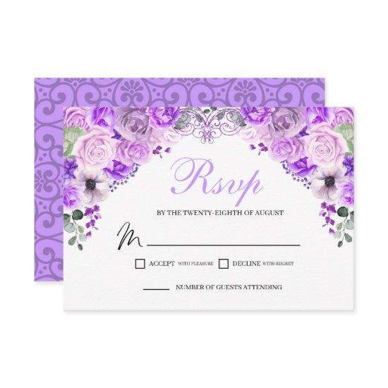 Elegant Lilac Purple Floral RSVP Enclosure Card
