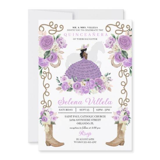 Elegant Lilac Rustic Western Princess Quinceañera