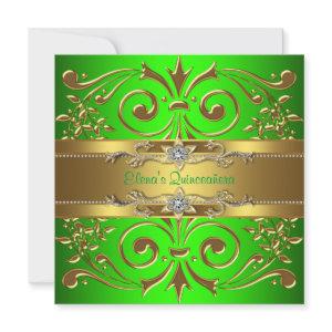 Elegant Lime Green and Gold Quinceanera