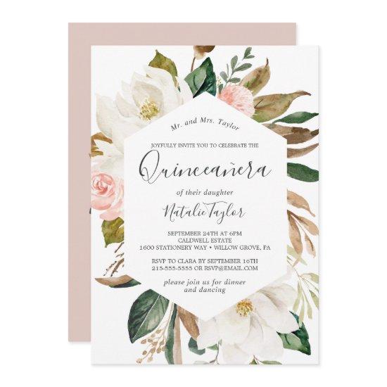 Elegant Magnolia | White and Blush Quinceañera