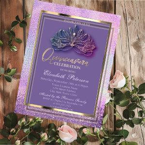 Elegant Masque Diamonds Holographic Quinceañera