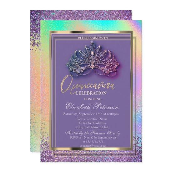 Elegant Masque Diamonds Rainbow Holographic