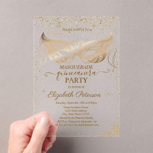 Elegant Masque Stars Confetti Quinceañera Acrylic