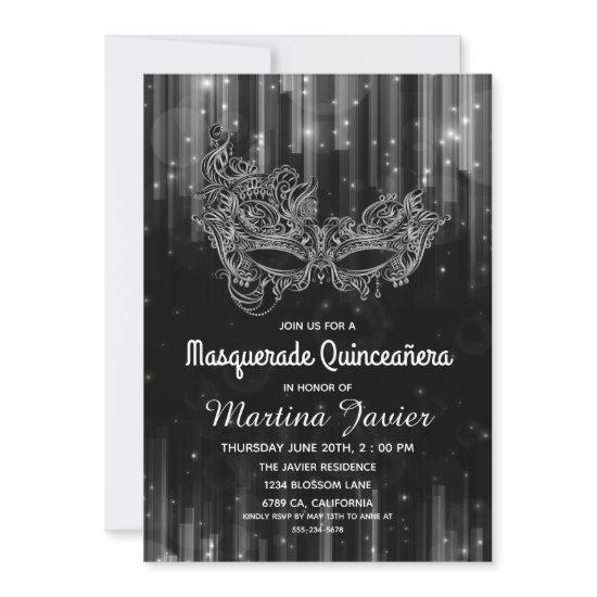 Elegant Masquerade Quinceañera Black 15th Birthday