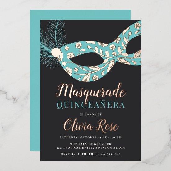 Elegant Masquerade Theme Quinceanera Foil
