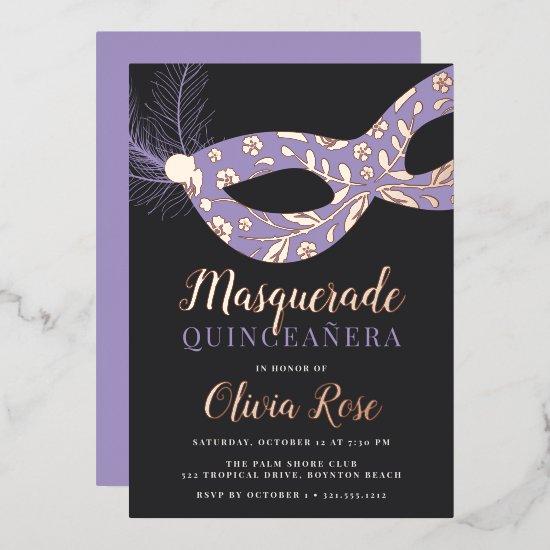 Elegant Masquerade Theme Quinceanera Foil