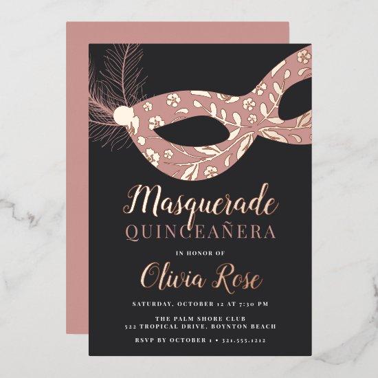 Elegant Masquerade Theme Quinceanera Foil
