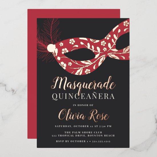 Elegant Masquerade Theme Quinceanera Foil