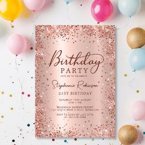Elegant Metal Rose Gold Glitter 21st Birthday