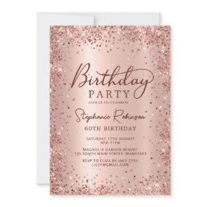 Elegant Metal Rose Gold Glitter 60th Birthday