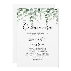 Elegant Minimalist Green Eucalyptus Quinceañera