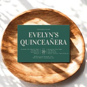 Elegant Minimalist Simple Quinceanera Emerald