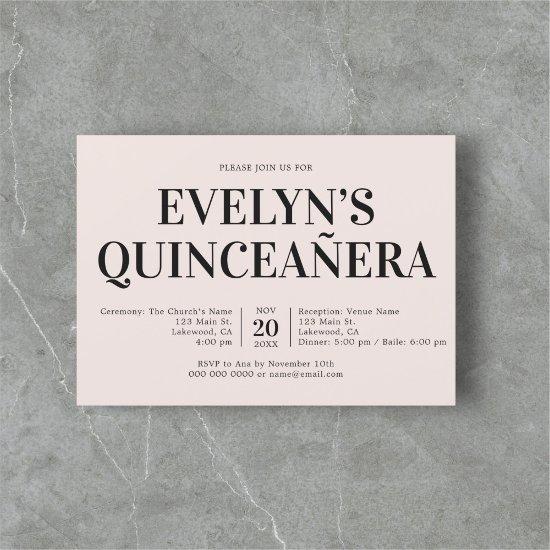 Elegant Minimalist Simple Quinceanera Pink