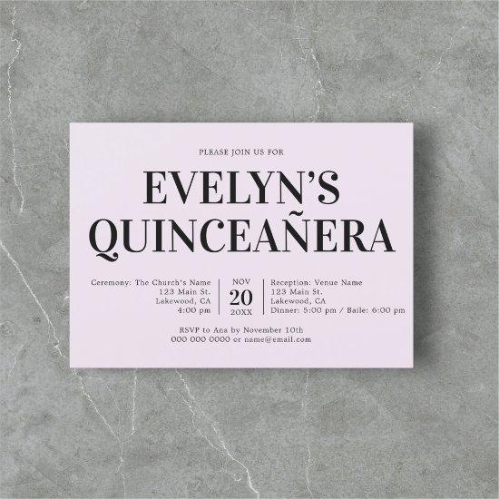 Elegant Minimalist Simple Quinceanera Puple
