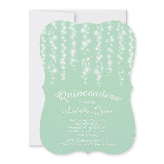 Elegant Mint Sparkling Lights Quinceañera Party