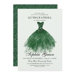 Elegant Mis Quince Green Glitter Quinceañera