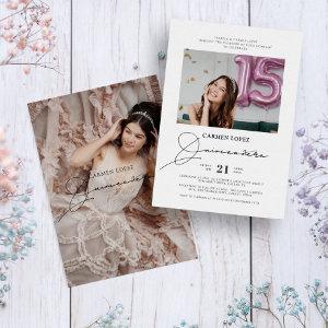 Elegant Modern Calligraphy Photo Quinceanera