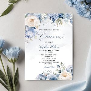Elegant Modern Dusty Blue Floral Quinceañera