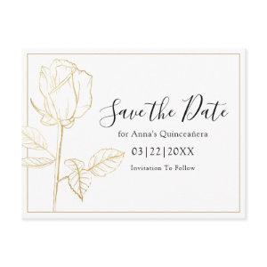 Elegant Modern Floral Quinceanera Save The Date Postcard
