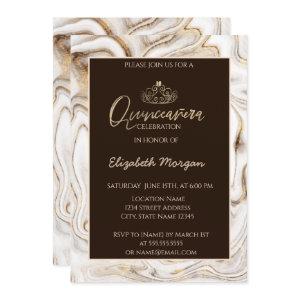 Elegant Modern Gold Tiara,Brown Marble