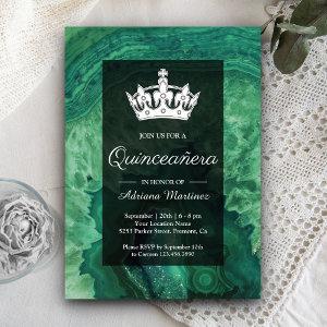 Elegant Modern Green Agate Quinceanera