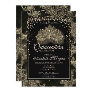 Elegant Modern Masque Floral Damask Quinceanera