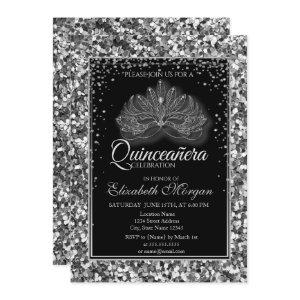 Elegant Modern Masque Silver Sequins Quinceanera