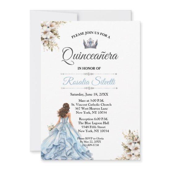 Elegant Modern Quinceanera Blue and Silver