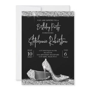 Elegant Modern Silver Black High Heels Birthday