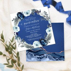 Elegant Navy and Royal Blue Quinceañera, Floral