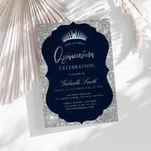 Elegant navy and silver Quinceanera