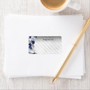 Elegant Navy Blue Silver Balloon Glitter Birthday  Label