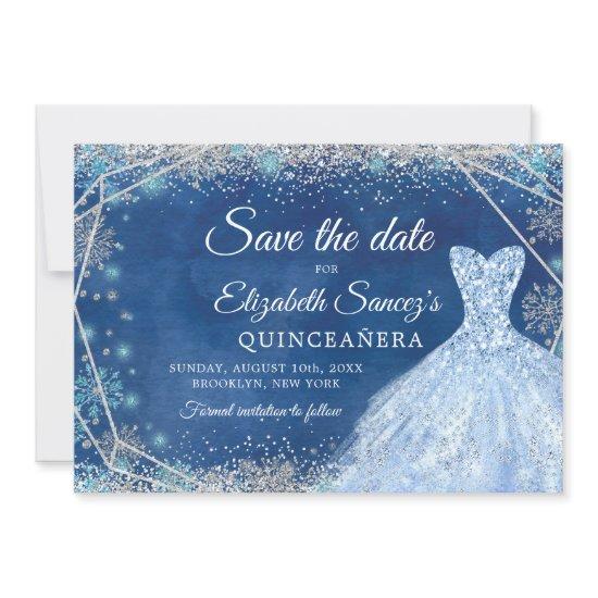 Elegant Navy Christmas Mis Quince Save The Date