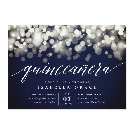 Elegant Navy & Gold Lights Quinceanera